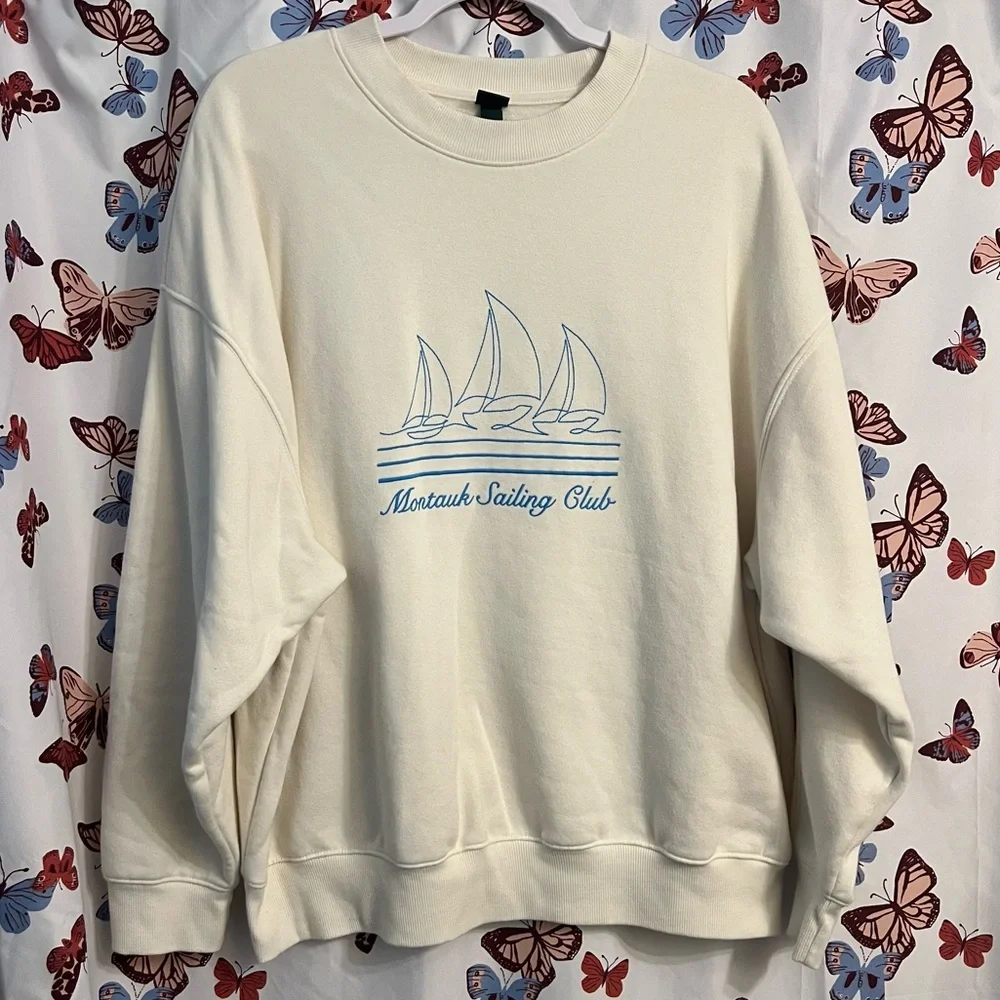 Montauk sailing club cream crewneck sweatshirt - Picture 1 of 4